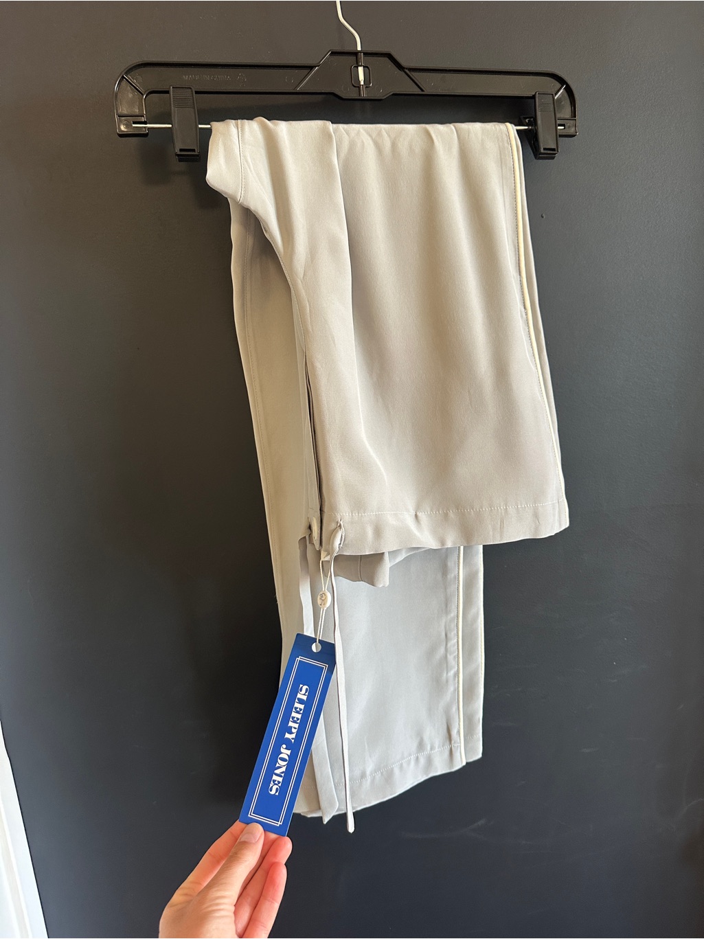 Sleepy Jones Marina Pajama Pants In Light Gray Silk — image 2 of 4